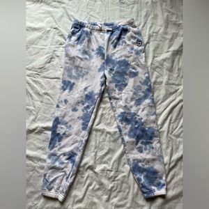 blue tie-dye sweatpants